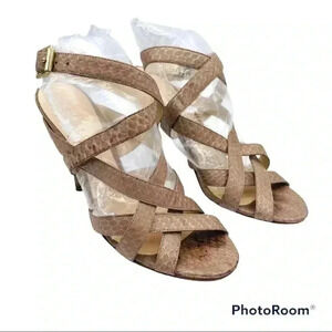 Delman Elite Strappy Snakeskin Heeled Sandals
